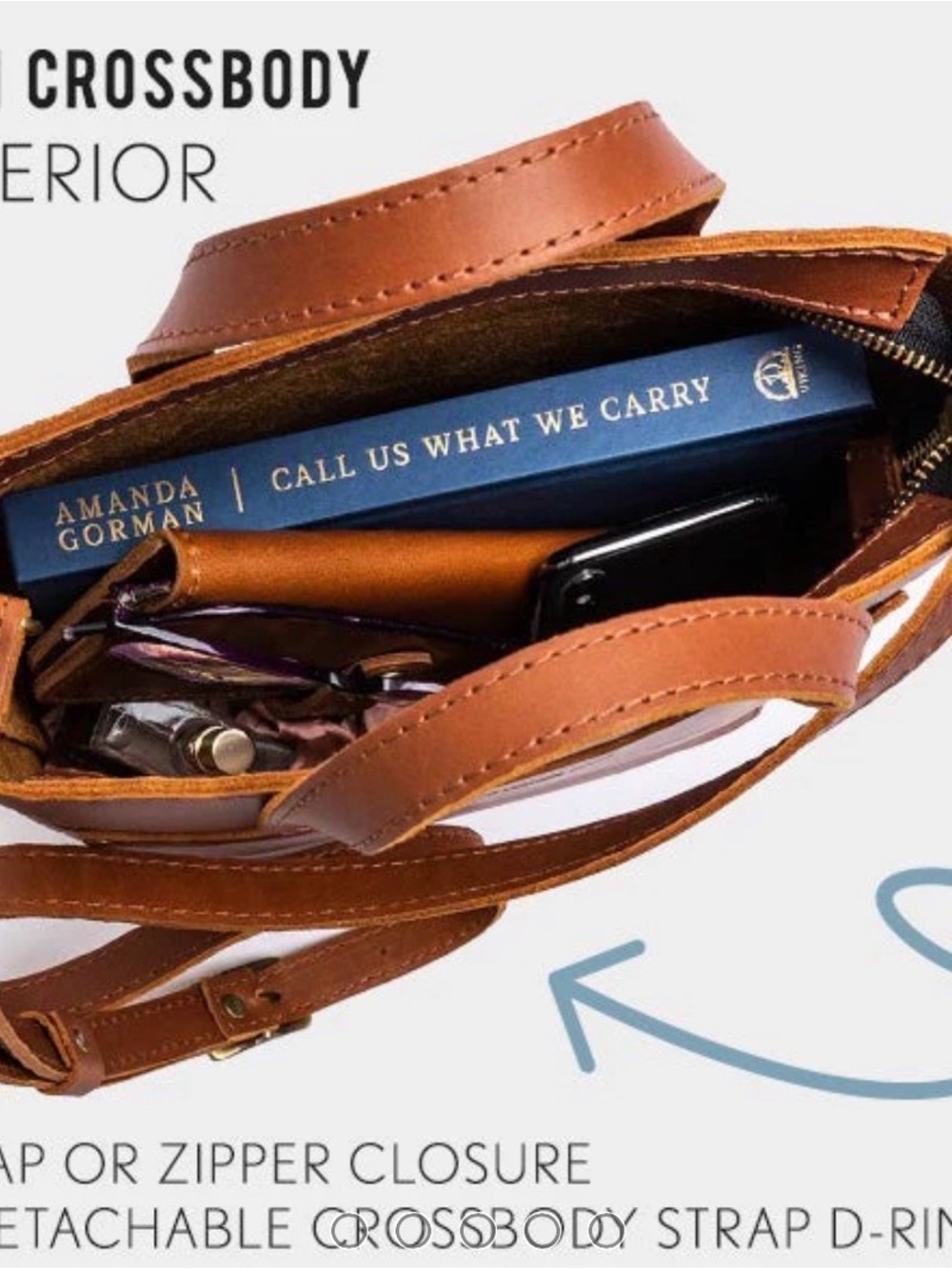 Portland Leather Mini Crossbody Bag with Patterned Strap - Picture 8 of 8